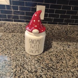 Rae Dunn Cookie Jar. Cream Base With Red Lid.